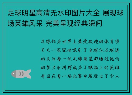 足球明星高清无水印图片大全 展现球场英雄风采 完美呈现经典瞬间